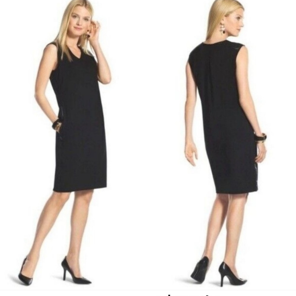 Chico's Vintage Black Sleeveless Sheath Dress Elegant Sophisticated Sz.2 L(12)